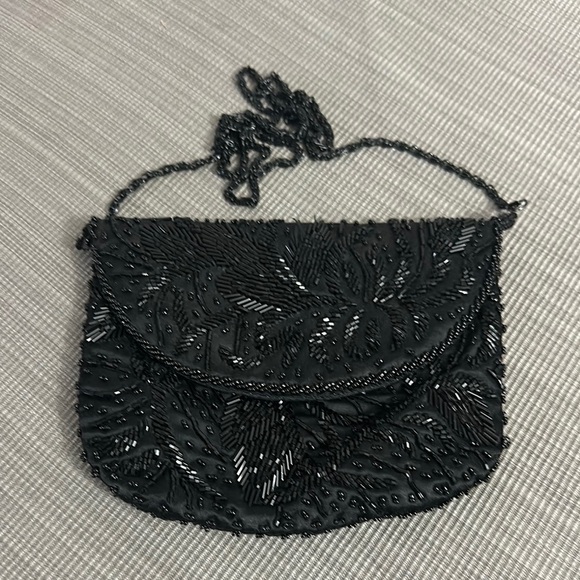 Handbags - Elegant Black Beaded Purse
